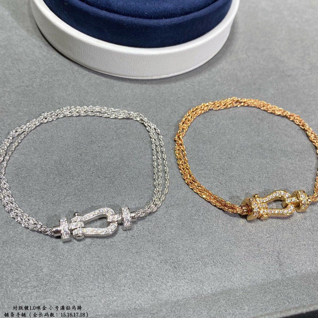 [BLUE TEARS]FORCE SMALL HORSESHOE  DIAMOND CHAIN ROPE BRACELET