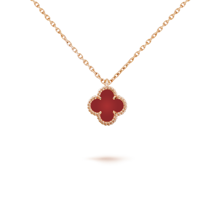 [BLUE TEARS]CLOVER MINI 9.5MM WHITE CARNELIANS NECKLACE