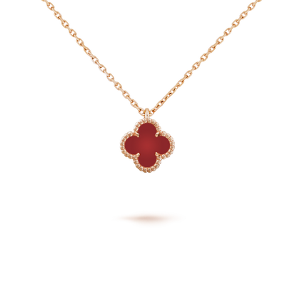 [BLUE TEARS]CLOVER MINI 9.5MM WHITE CARNELIANS NECKLACE