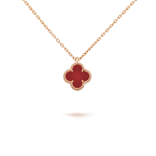[BLUE TEARS]CLOVER MINI 9.5MM WHITE CARNELIANS NECKLACE