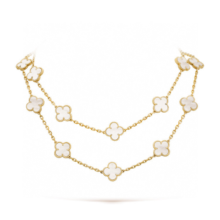 [BLUE TEARS]CLOVER 20 MOTIFS WHITE MOP NECKLACE