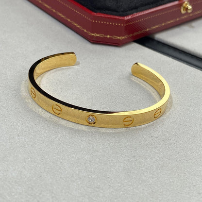 [BLUE TEARS]LOVE BRACELET 6.1MM 1 DIAMOND OPEN CUFF