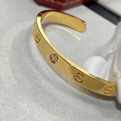 [BLUE TEARS]LOVE BRACELET 6.1MM 1 DIAMOND OPEN CUFF