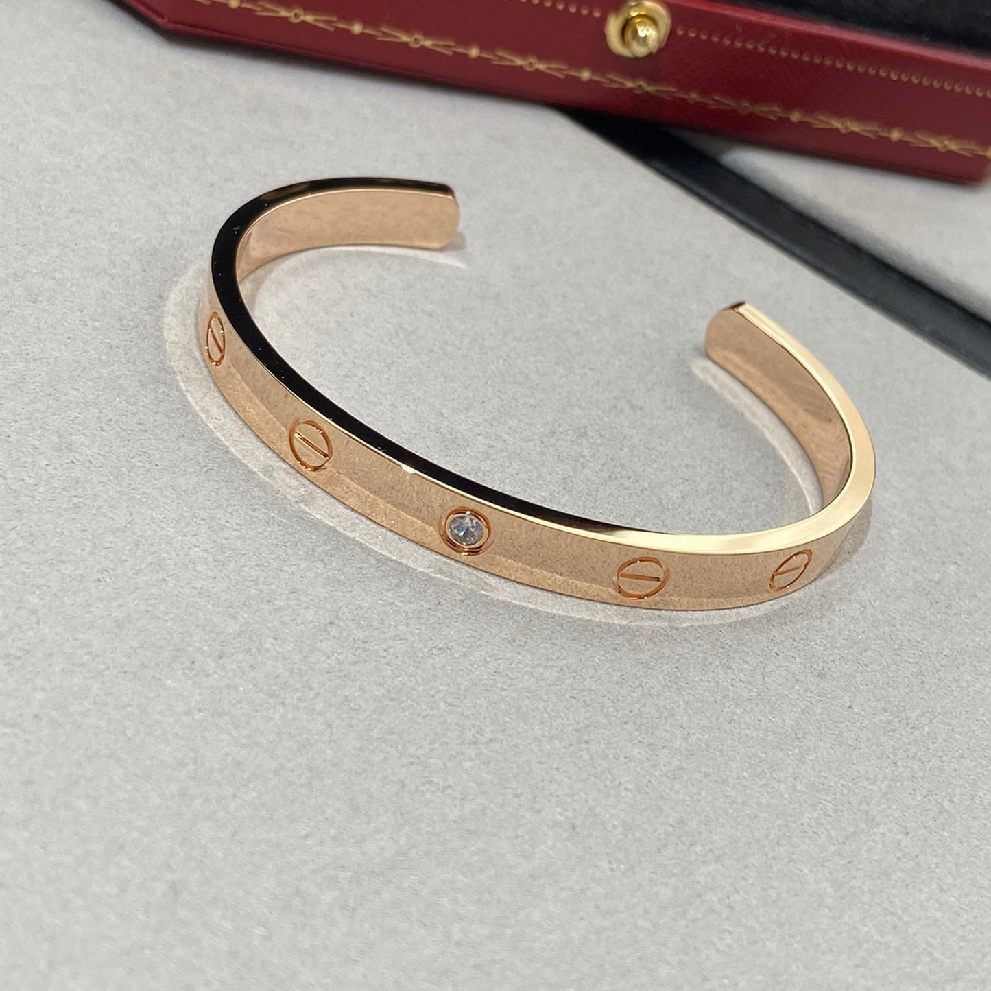 [BLUE TEARS]LOVE BRACELET 6.1MM 1 DIAMOND OPEN CUFF