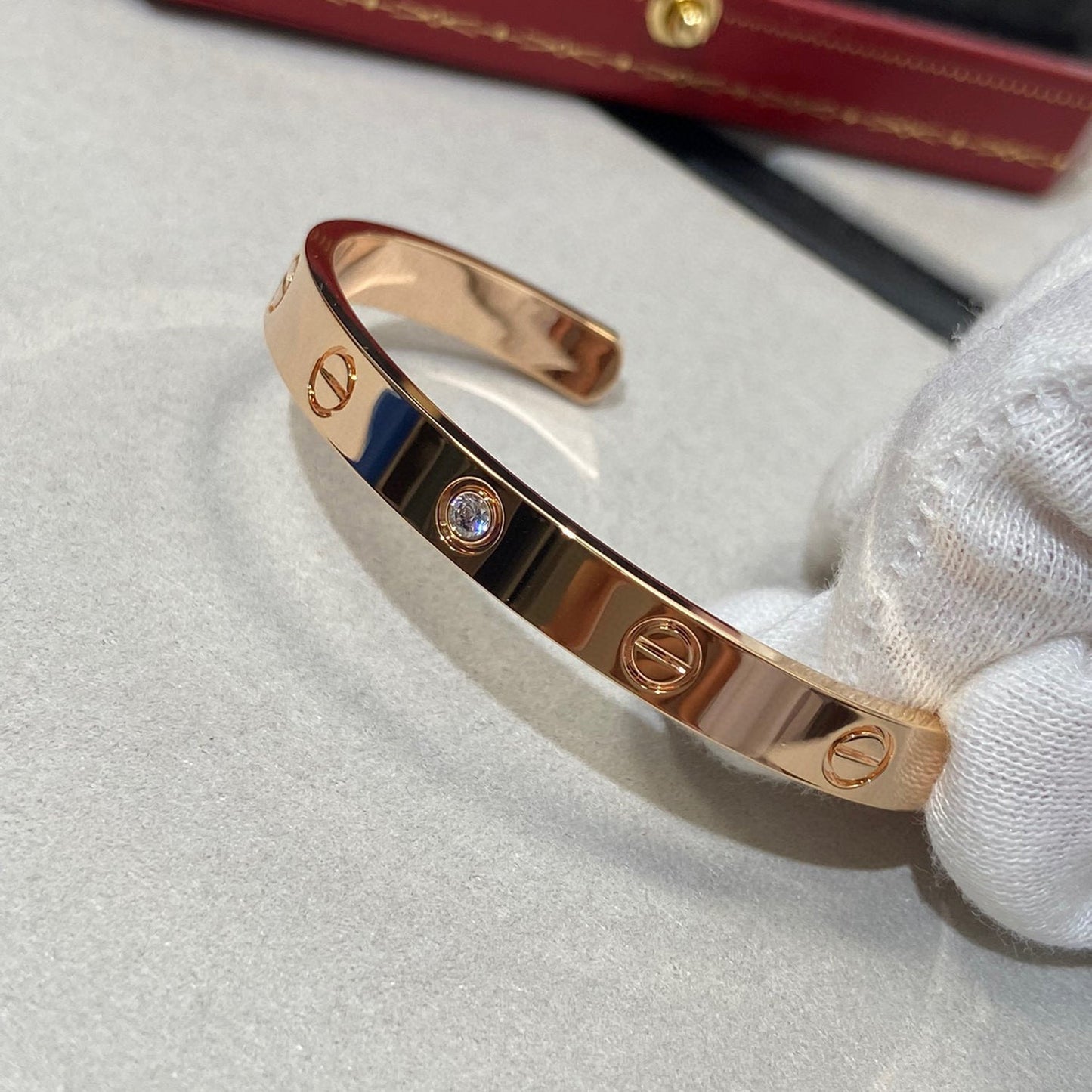 [BLUE TEARS]LOVE BRACELET 6.1MM 1 DIAMOND OPEN CUFF