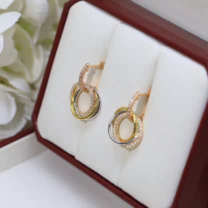 [Blue Tears Jewelry]TRINITY HALF DIAMOND  EARRINGS