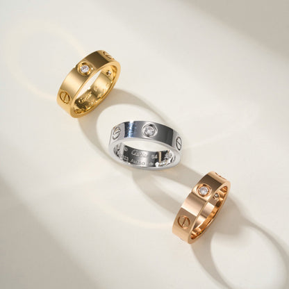 [Blue Tears Jewelry]LOVE 4MM 1 DIAMOND RING