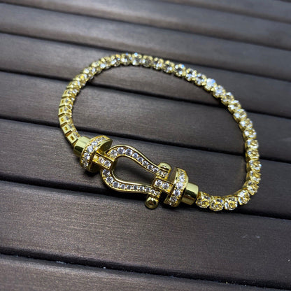 [BLUE TEARS]FORCE  LARGE HORSESHOE FULL DIAMOND TENNIS BRACELET