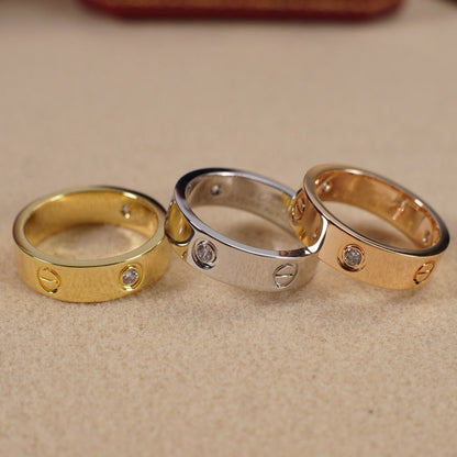 [Blue Tears Jewelry]LOVE 5.5MM 3 DIAMOND RING