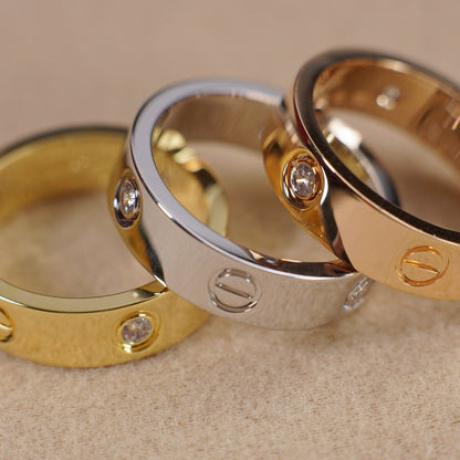[Blue Tears Jewelry]LOVE 5.5MM 3 DIAMOND RING