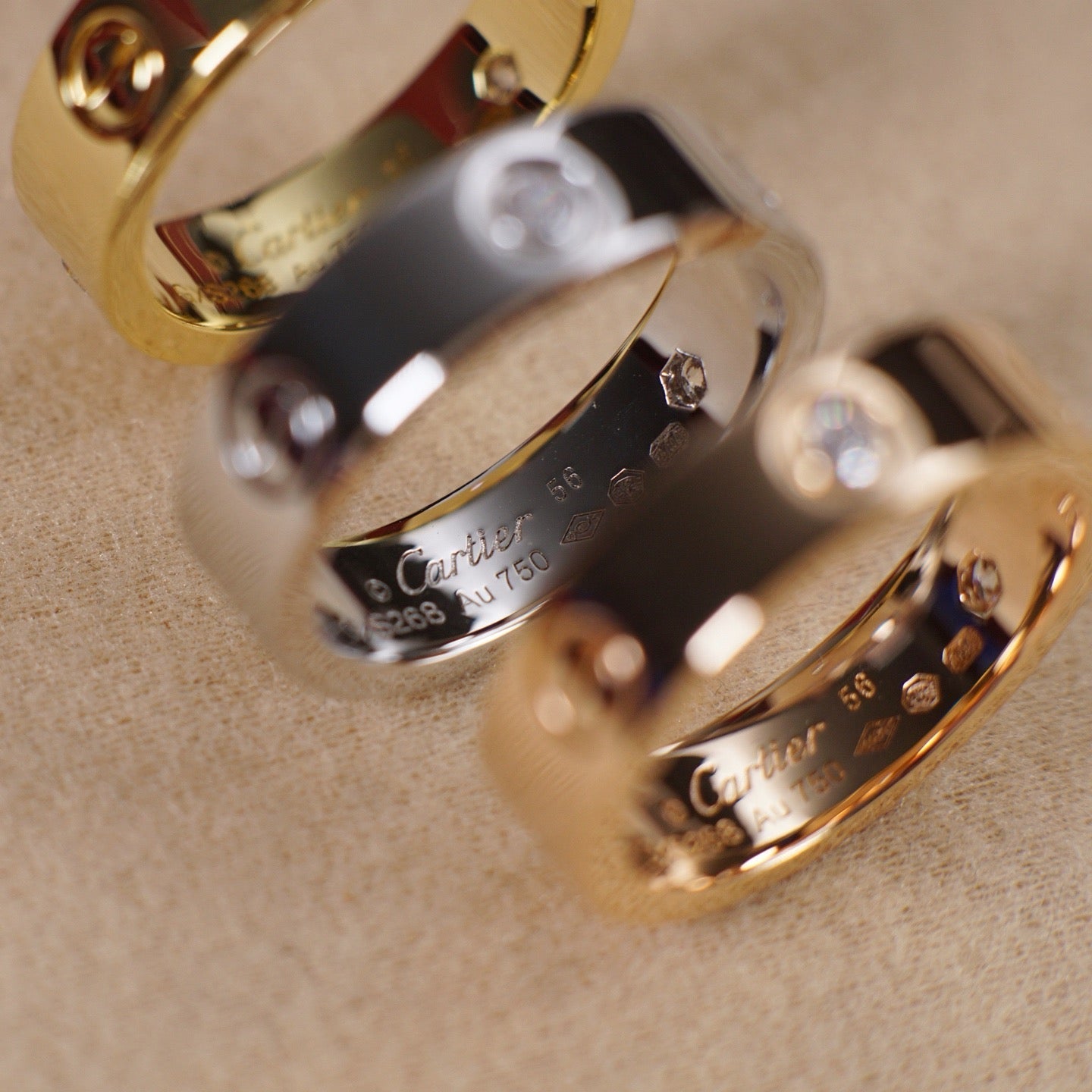 [Blue Tears Jewelry]LOVE 5.5MM 3 DIAMOND RING