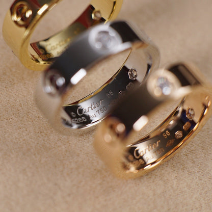 [Blue Tears Jewelry]LOVE 5.5MM 3 DIAMOND RING