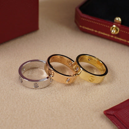 [Blue Tears Jewelry]LOVE 5.5MM 3 DIAMOND RING