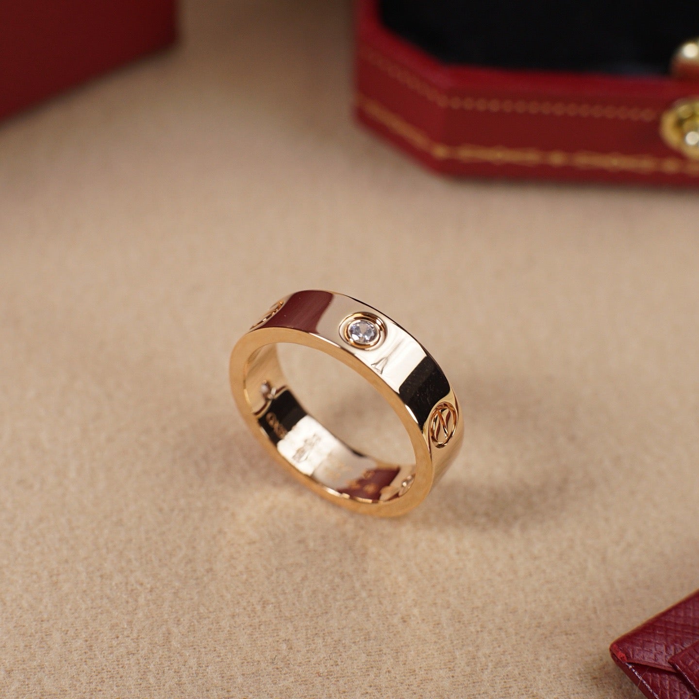 [Blue Tears Jewelry]LOVE 5.5MM 3 DIAMOND RING