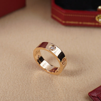 [Blue Tears Jewelry]LOVE 5.5MM 3 DIAMOND RING
