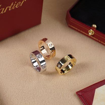 [Blue Tears Jewelry]LOVE 5.5MM 3 DIAMOND RING