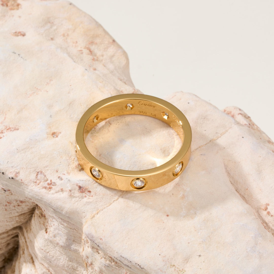 [Blue Tears Jewelry]LOVE 4MM 8 DIAMOND RING