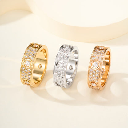 [Blue Tears Jewelry]LOVE 5.5MM FULL-PAVE 6-DIAMOND RING