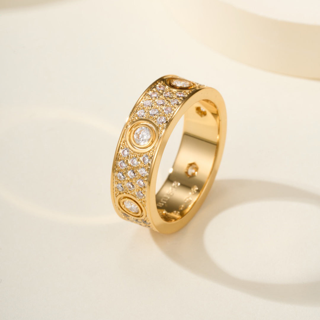 [Blue Tears Jewelry]LOVE 5.5MM FULL-PAVE 6-DIAMOND RING