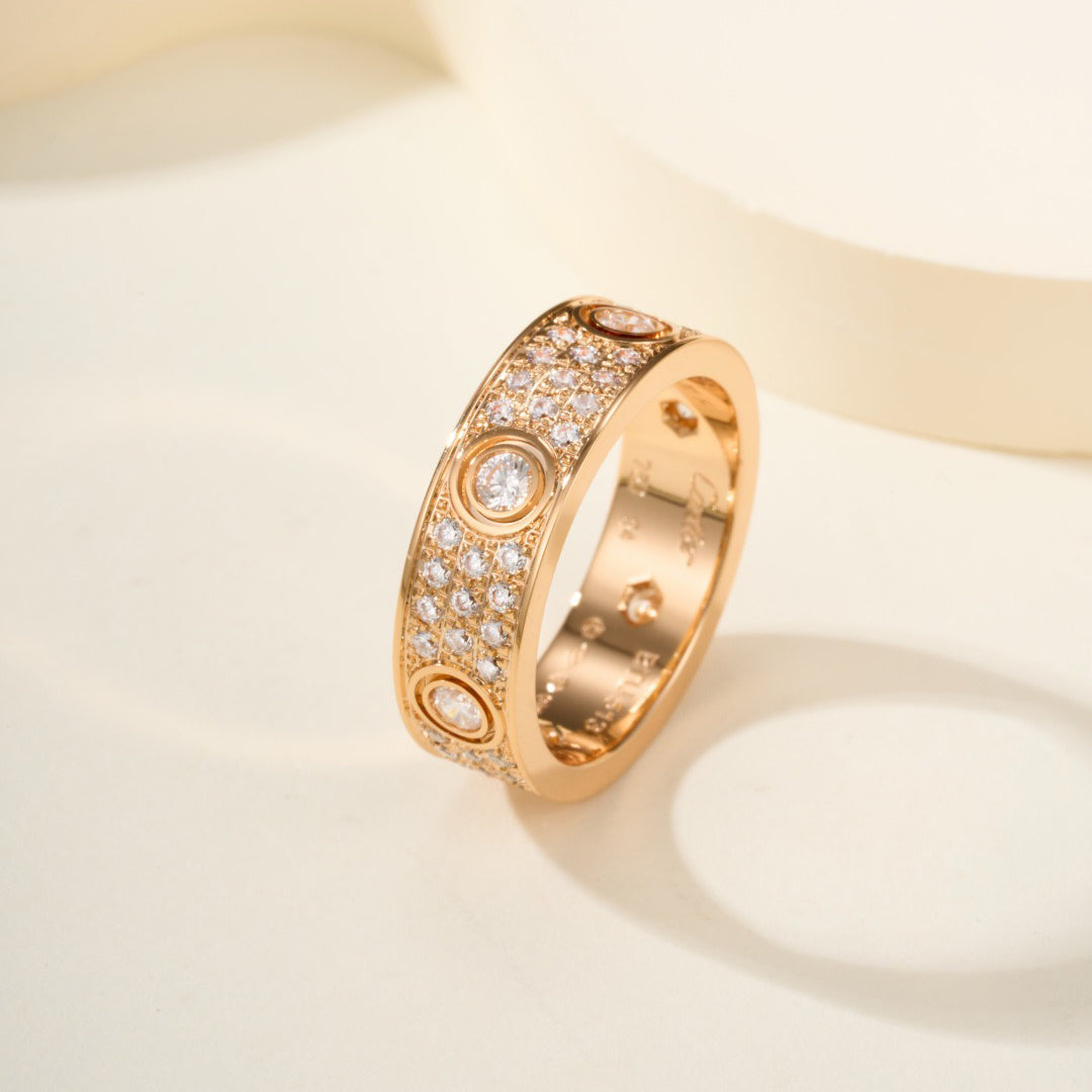 [Blue Tears Jewelry]LOVE 5.5MM FULL-PAVE 6-DIAMOND RING