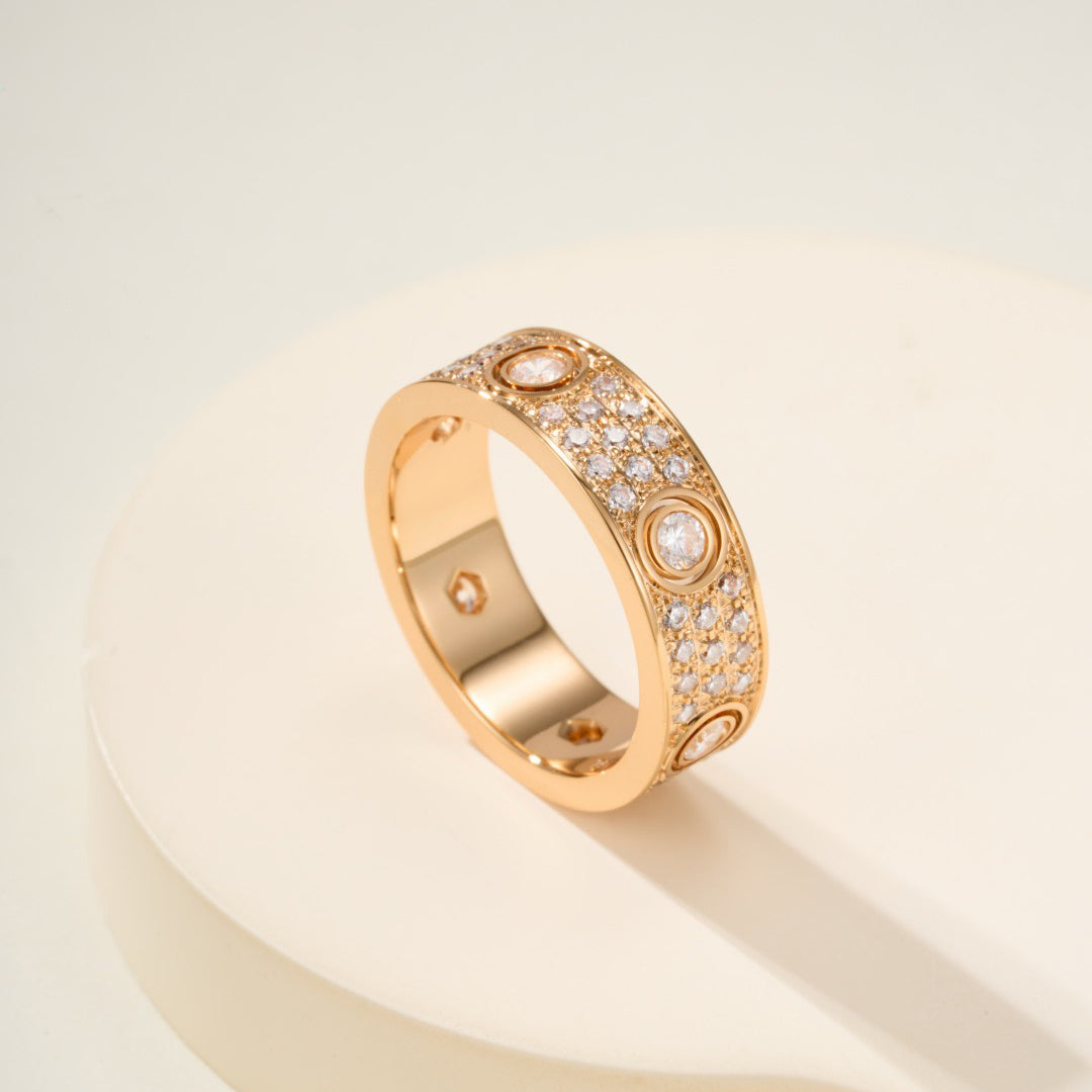 [Blue Tears Jewelry]LOVE 5.5MM FULL-PAVE 6-DIAMOND RING