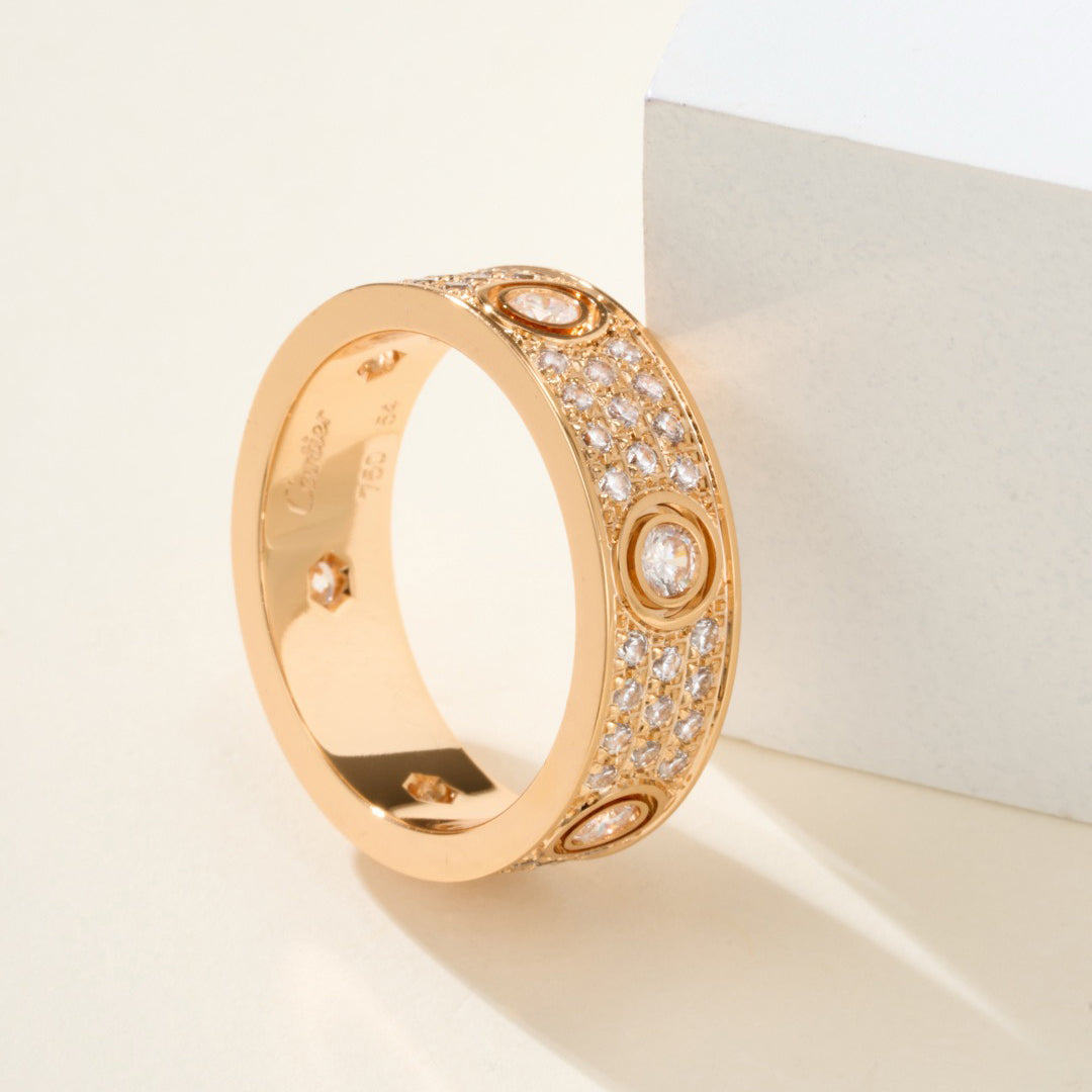 [Blue Tears Jewelry]LOVE 5.5MM FULL-PAVE 6-DIAMOND RING