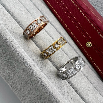 [Blue Tears Jewelry]LOVE 5.5MM FULL-PAVE 6-DIAMOND RING