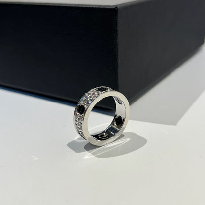 [Blue Tears Jewelry]LOVE RING 5.5MM DIAMONDS PAVED CERAMIC