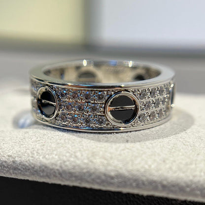 [Blue Tears Jewelry]LOVE RING 5.5MM DIAMONDS PAVED CERAMIC