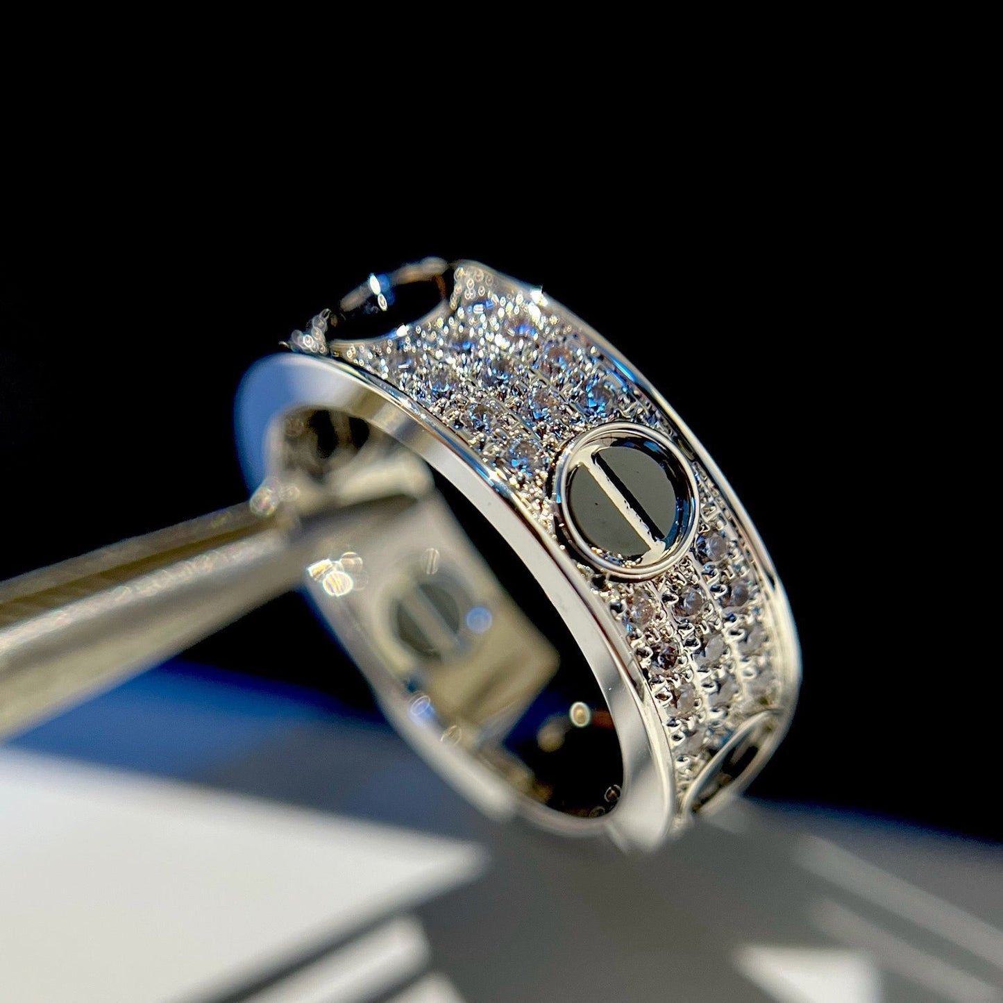[Blue Tears Jewelry]LOVE RING 5.5MM DIAMONDS PAVED CERAMIC