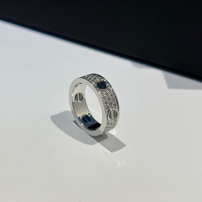 [Blue Tears Jewelry]LOVE RING 5.5MM DIAMONDS PAVED CERAMIC