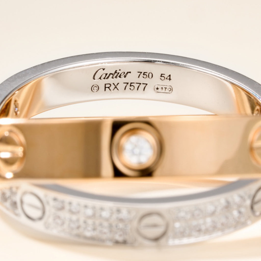 [Blue Tears Jewelry]LOVE PINK GOLD SILVER DIAMOND DOUBLE RING