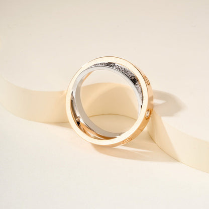 [Blue Tears Jewelry]LOVE PINK GOLD SILVER DIAMOND DOUBLE RING