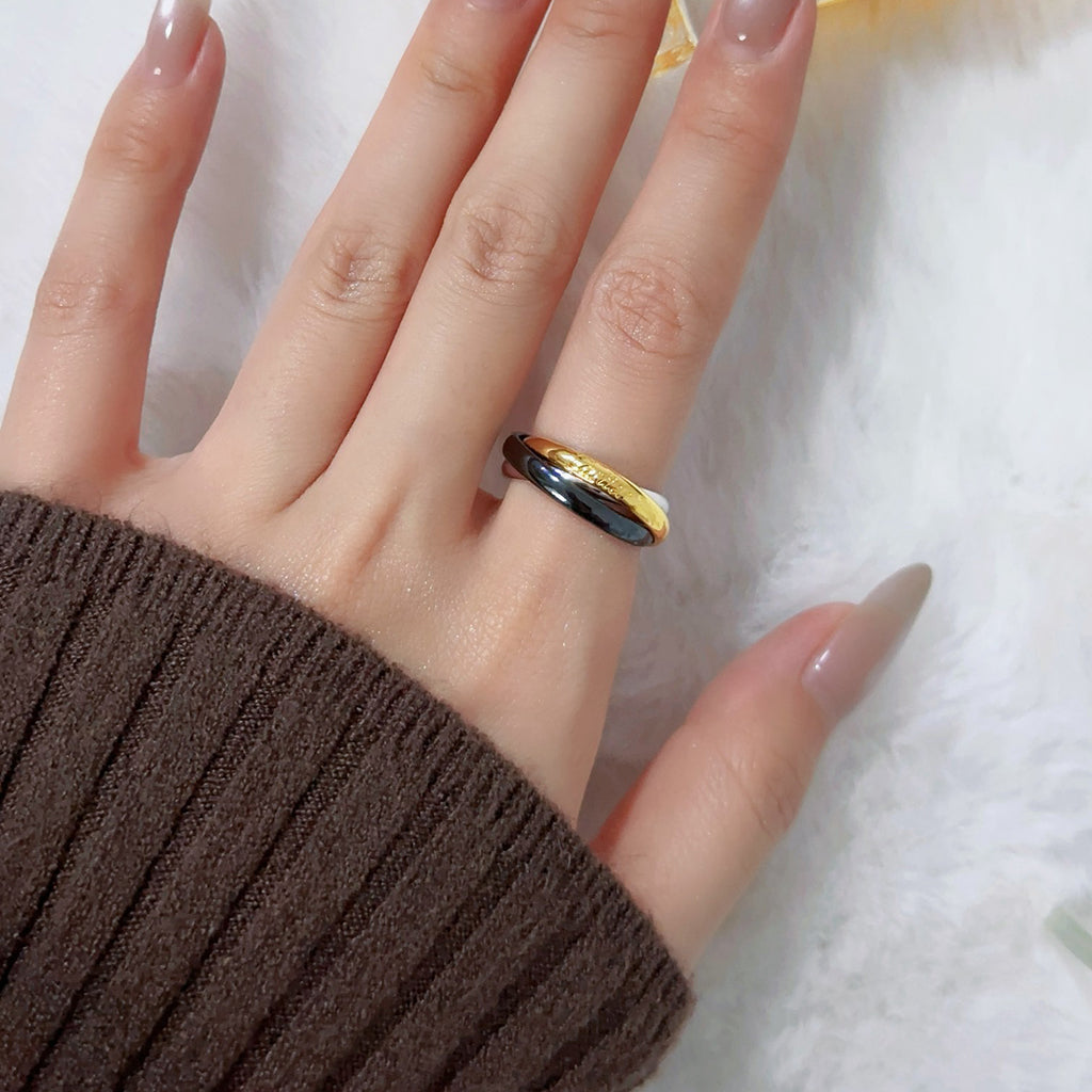 [Blue Tears Jewelry]TRINITY 3.2MM RING BLACK CERAMIC