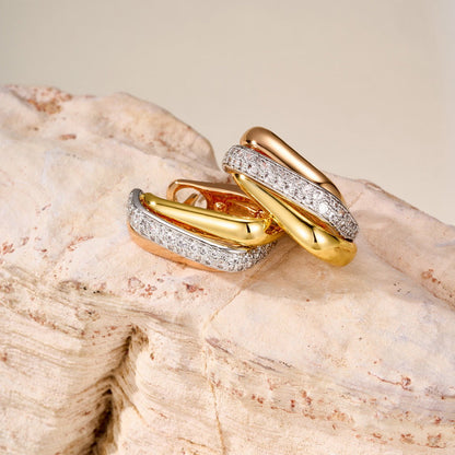 [Blue Tears Jewelry]TRINITY HALF DIAMOND  CUSHION EARRINGS