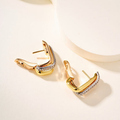 [Blue Tears Jewelry]TRINITY HALF DIAMOND  CUSHION EARRINGS