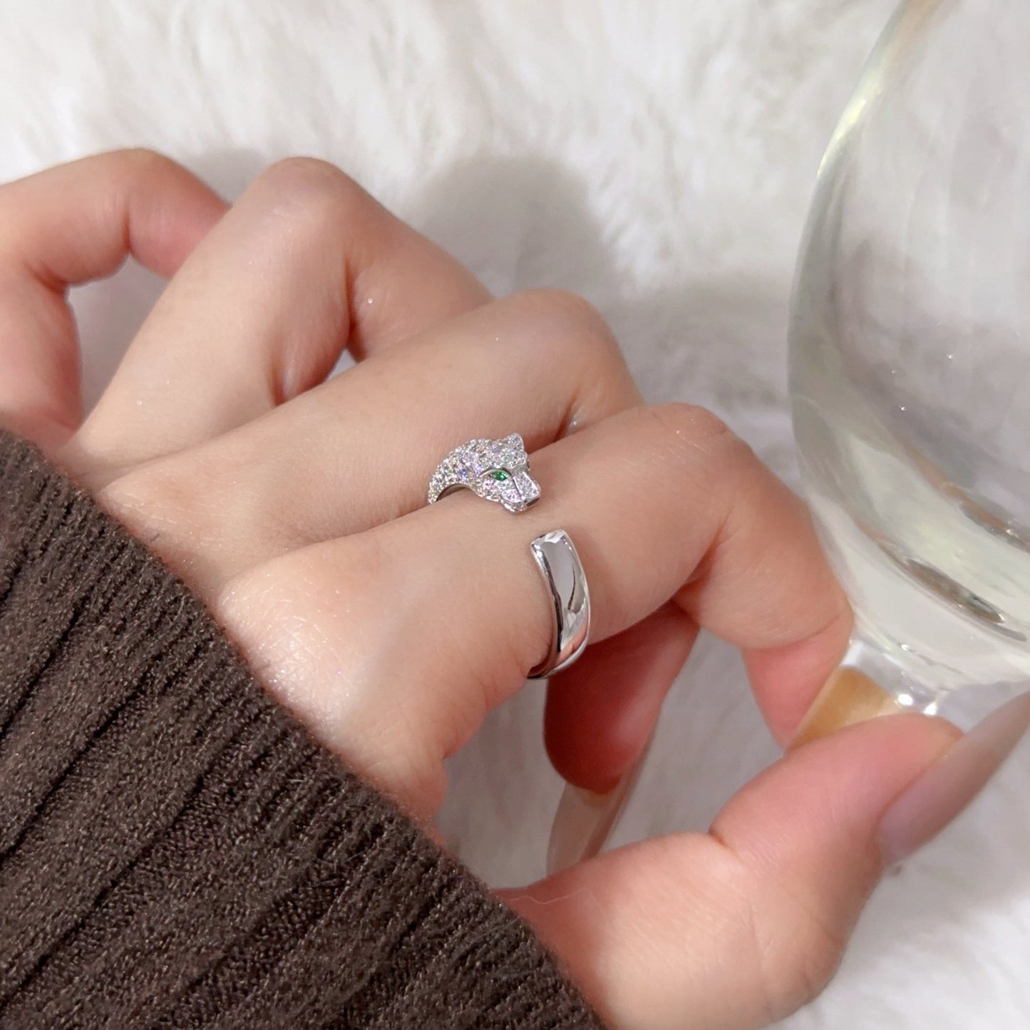 [Blue Tears Jewelry]PANTHERE HALF DIAMOND SMALL RING
