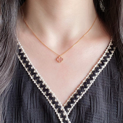 [BLUE TEARS]CLOVER 15MM PINK MOTHER-OF-PEARL SINGLE FLOWER NECKLACE