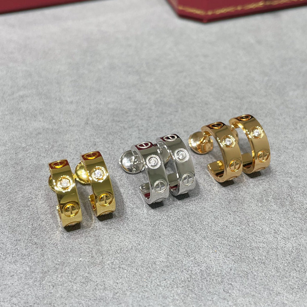 [Blue Tears Jewelry]LOVE EARRINGS 5.7MM 2 DIAMONDS