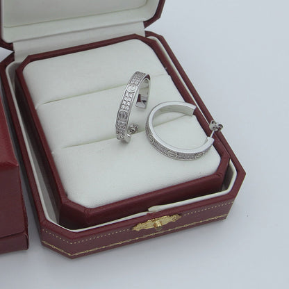[Blue Tears Jewelry]LOVE EARRINGS 3.6MM DIAMOND PAVED