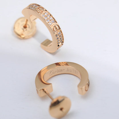 [Blue Tears Jewelry]LOVE 5.5MM DIAMOND PAVED EARRINGS