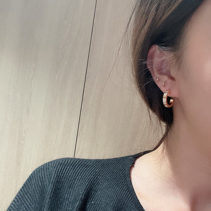 [Blue Tears Jewelry]LOVE 5.5MM DIAMOND PAVED EARRINGS