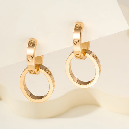 [Blue Tears Jewelry]LOVE 3.3MM DANGLE EARRINGS