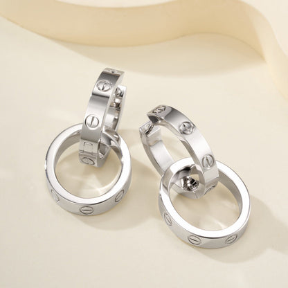 [Blue Tears Jewelry]LOVE 3.3MM DANGLE EARRINGS