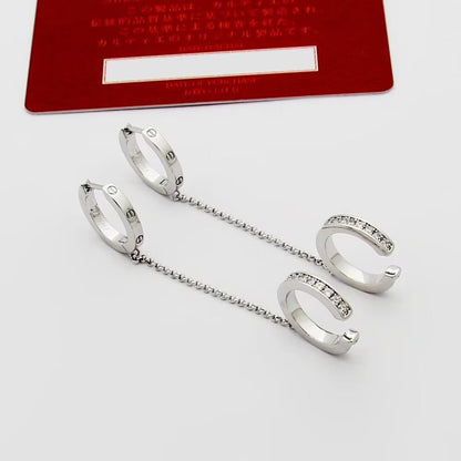 [Blue Tears Jewelry]LOVE 3.0MM HALF DIAMOND EARRINGS