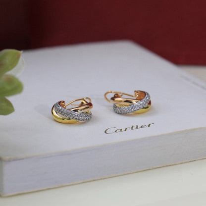 [Blue Tears Jewelry]TRINITY HALF DIAMOND  CLASSIC EARRINGS