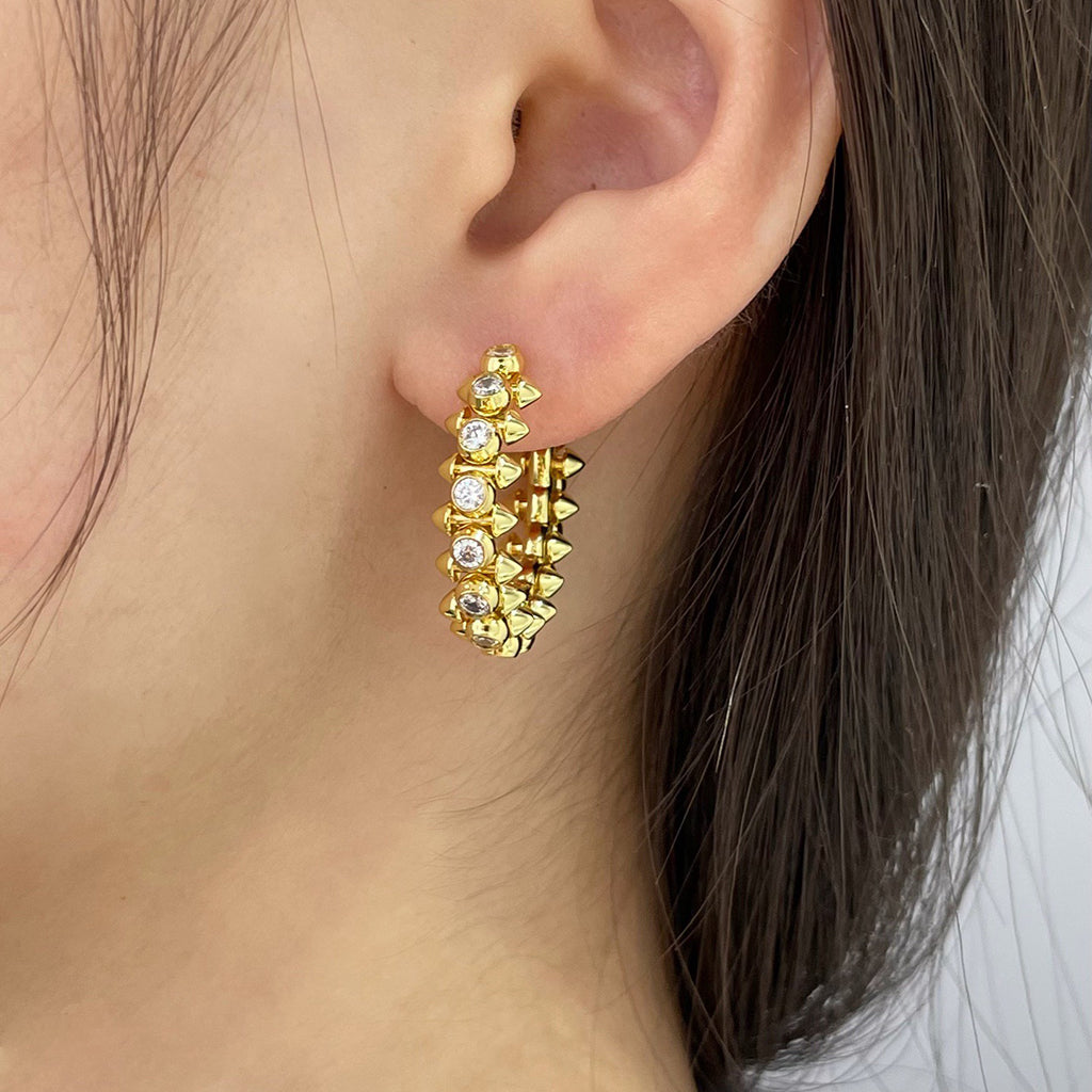 [Blue Tears Jewelry]CLASH FULL DIAMOND MEDIUM EARRINGS