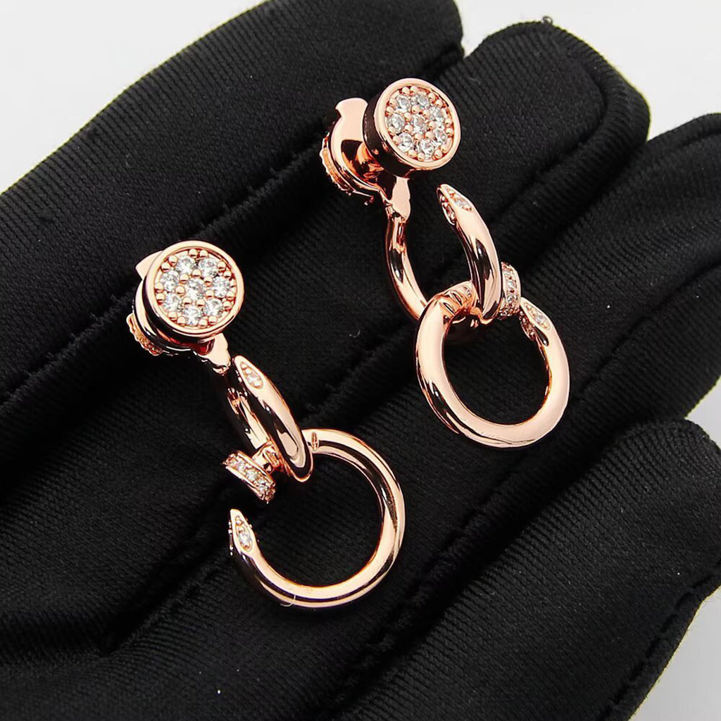 [Blue Tears Jewelry]JUSTE HALF DIAMOND DOUBLE EARRINGS