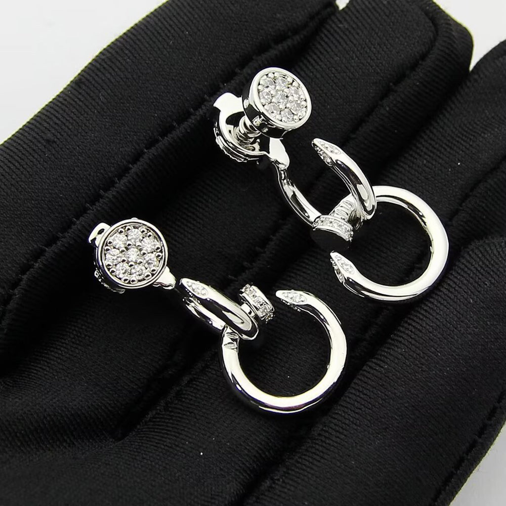 [Blue Tears Jewelry]JUSTE HALF DIAMOND DOUBLE EARRINGS