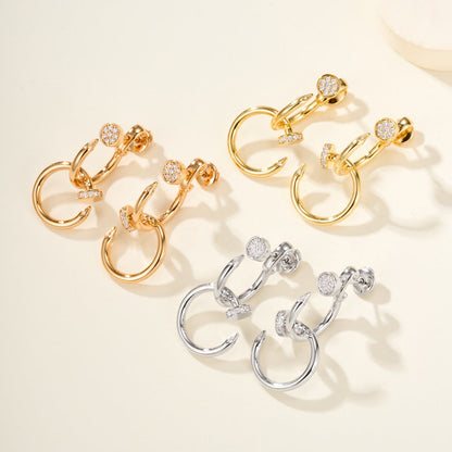 [Blue Tears Jewelry]JUSTE HALF DIAMOND DOUBLE EARRINGS